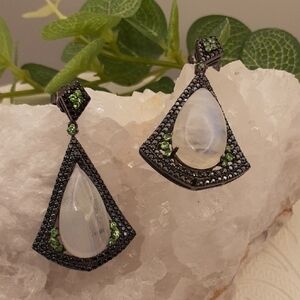 925 Moonstone And Multi  Gemstone Earrings.